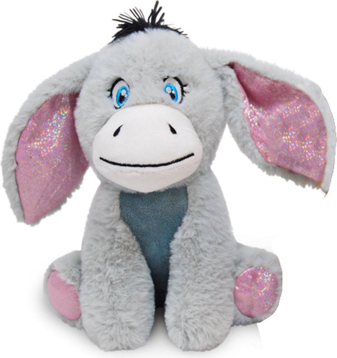 Lieve Zachte Ezel met Roze Glitters Pluche Knuffel 22 cm [Knuffeldier Boerderij Dieren Knuffelbeest speelgoed voor kinderen jongens meisjes | Dog Puppy Puppie Hond Donkey Ezel Cow Koe Stier Bull Plush Toy]